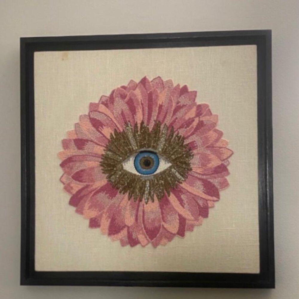 Jonathan Adler  Petals Pink and Gold Beaded Wall Art Evil Eye